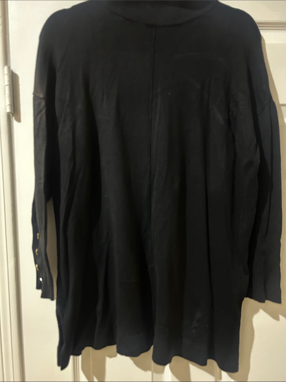 Anne Klein Black Turtleneck Sweater with Button Cuff Detail size large